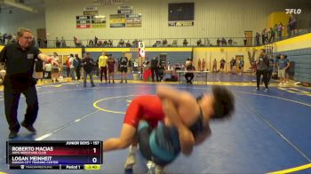 157 lbs Cons. Round 3 - Roberto Macias, Hays Wrestling Club vs Logan Meinheit, Kansas City Training Center