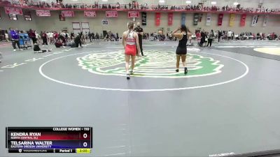 110 lbs Champ. Round 2 - Kendra Ryan, North Central (IL) vs Telsarina Walter, Eastern Oregon University