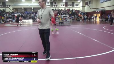 16U-8 lbs Round 4 - Sawyer Dannenberg, Sarbacker Wrestling Academy vs Cody Hageman, Unattached