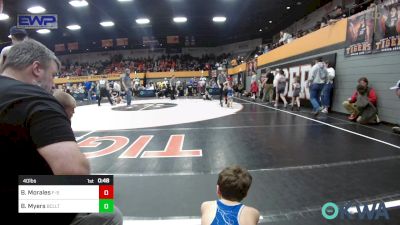 40 lbs Quarterfinal - Baylor Myers, Bridge Creek Youth Wrestling vs Barlos Morales, F-5 Grappling