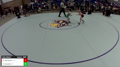 8U Boys - 62 lbs Cons. Round 1 - Carter Cornils, Yorktown Wrestling Club vs Ajax McParlan, Oak Hill Wrestling Club