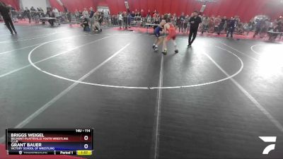 114 lbs Quarterfinal - Briggs Weigel, Belmont-Platteville Youth Wrestling Club vs Grant Bauer, Victory School Of Wrestling