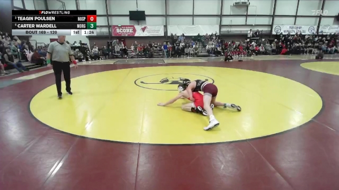 120 lbs Semifinal - Carter Wardell, Morgan vs Teagin Poulsen, North Sanpete