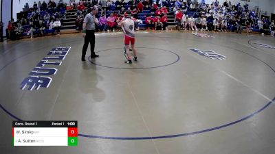 121 lbs Cons. Round 1 - Aiden Sutton, Beaver County Christian School vs Wesley Simko, General McClane