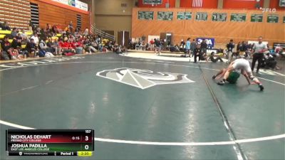 157 lbs 7th Place Match - Nicholas Dehart, Fresno City College vs Joshua Padilla, East Los Angeles College