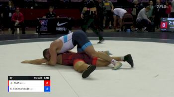 97 lbs Cons. Round 4 - Lou DePrez, Bearcat Wrestling Club vs Kallen Kleinschmidt, Montana