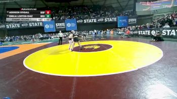 Girls 1B/2B/1A 135 Champ. Round 1 - Addison Stigall, Newport (Girls) vs Emilia Lorton-Diaz, North Beach (Girls)