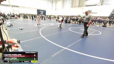 83 lbs Champ. Round 2 - Jayce Carter, Malone Wrestling Club vs Colton Moreland, Purple Eagles Wrestling Academy