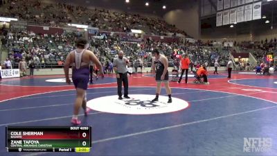 4A 285 lbs Quarterfinal - Zane Tafoya, Central Arkansas Christian vs Cole Sherman, Bauxite