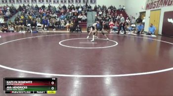 115 lbs Quarterfinal - Kaitlyn Bonewitz, Benton Community vs Ava Hendricks, South Tama County