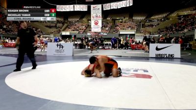 Junior Boys - 165 lbs Cons. Round 3 - Nicholas Yamas, Coalinga High School Wrestling vs Keagen Brown, Calaveras Wrestling