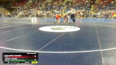 115 lbs Cons. Round 1 - Adaleene Hansen, Lisbon vs Jersey Short, Turtle Mountain Community High School