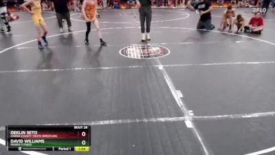 85 lbs Round 2 - Deklin Seto, Harris County Youth Wrestling vs David Williams, Morris Fitness