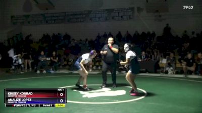 180 lbs 1st Place Match - Kinsey Konrad, Cerritos College vs Analize Lopez, Cerritos College