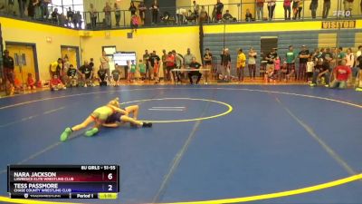 51-55 lbs Round 1 - Nara Jackson, Lawrence Elite Wrestling Club vs Tess Passmore, Chase County Wrestling Club