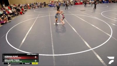 92 lbs Cons. Round 2 - Adriana Kunz, Summit Wrestling Academy vs Benjamin Tokin, Woodbury Youth Wrestling