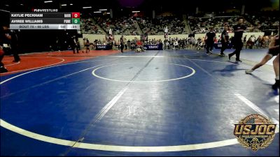 98 lbs Consi Of 8 #2 - Kaylie Peckham, Harrah Little League Wrestling vs Aviree Williams, Powerhouse Gold