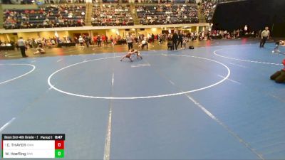 Boys 3rd-4th Grade - 56 Cons. Round 1 - CALEB THAYER, Iowa vs Wesley Hoefling, Siouxland Wrestling Academy