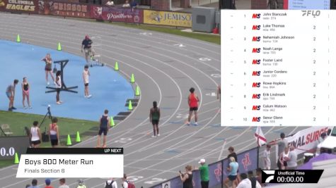 High School Boys' 800m, Finals 6