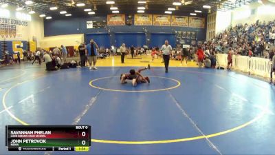 70 lbs Round 5 - Savannah Phelan, Lake Gibson High School vs John Petrovcik, NBWA