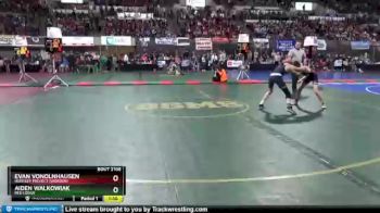 Quarterfinal - Aiden Walkowiak, Red Lodge vs Evan VonOlnhausen, Huntley Project (Worden)