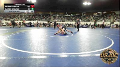 130 lbs Consi Of 8 #2 - Nathan Lamborn, Weatherford Youth Wrestling vs Clinton Stout Jr., Keystone Wrestling Club