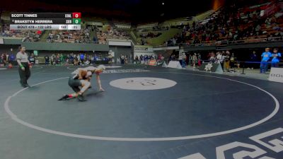 132 lbs Consi Of 16 #2 - Scott Tinnes, Coalinga vs Brakstyn Herrera, Sierra Pacific