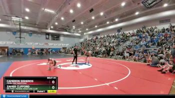 120 lbs Champ. Round 1 - Cameron Sisneros, Camel Kids Wrestling vs Zavier Clifford, Big Piney Pinners Wrestling Club