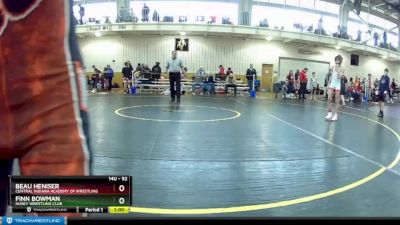 92 lbs Cons. Round 4 - Finn Bowman, Husky Wrestling Club vs Beau Heniser, Central Indiana Academy Of Wrestling