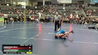 60 lbs Cons. Round 4 - Johnathan Millz, Pomona Elite vs Hudson Barthole, Moen Wrestling Academy