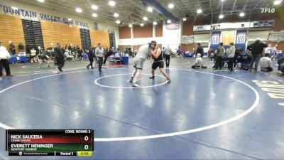 285 lbs Cons. Round 3 - Nick Sauceda, Cesar Chavez vs Everett Heninger, Newport Harbor