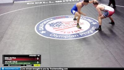 86 lbs Quarterfinal - Eric Dutka, California vs Victor Cruz, Buhach Colony High School Wrestling