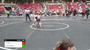 70 lbs Cons. Round 3 - Hadleigh Ray, Ogden`s Outlaws Wrestling Club vs Karli Schwanke, Mulvane Jr. Wrestling Club