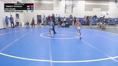 49-53 lbs Champ. Round 1 - Wrenley Reynolds, 208 Badgers Wrestling Club vs Leah Collins, Fighting Squirrels Wrestling Club