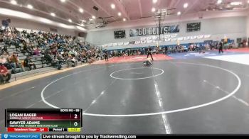 85 lbs Quarterfinal - Sawyer Adams, High Plains Thunder Wrestling Club vs Logan Rager, Sheridan Wrestling Club