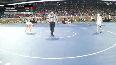 D2-113 lbs Cons. Round 2 - Aiden Velzy, Fenton HS vs Micah Blaker, Adrian HS