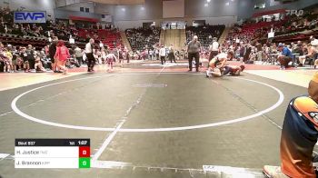 155 lbs Quarterfinal - Hayden Justice, Tahlequah Wrestling Club vs James Brannon, KIPP TULSA