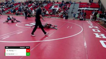 102 lbs Cons. Semi - Hunter Young, Montesano Mad Dogs Wrestling vs Wyatt Gardner, Enumclaw Yellow Jackets Wrestling Club