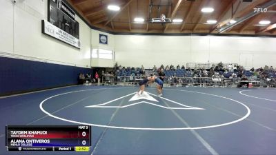 160 lbs Cons. Semi - Alana Ontiveros, Menlo College vs Taydem Khamjoi, Texas Wesleyan