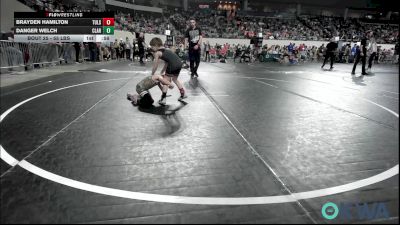 55 lbs Round Of 16 - Brayden Hamilton, Tulsa Blue T Panthers vs Danger Welch, Claremore Wrestling Club