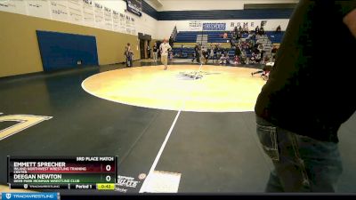 92 lbs 3rd Place Match - Emmett Sprecher, Inland Northwest Wrestling Training Center vs Deegan Newton, Deer Park Ironman Wrestling Club