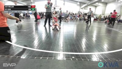 55 lbs Quarterfinal - Jax Miller, Team Tulsa Wrestling Club vs Cy Cox, Coweta Tiger Wrestling