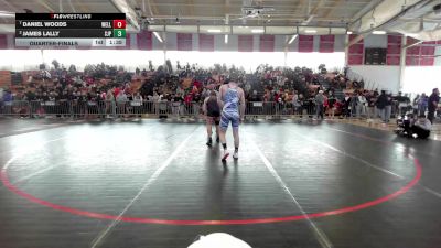 144 lbs Quarterfinal - Daniel Woods, Wellesley vs James Lally, Saint John's Prep