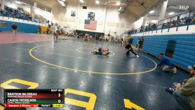 91-96 lbs Round 3 - Brayson Bilodeau, Worland Middle School vs Caison Mickelson, Lovell Middle School