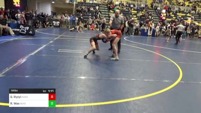 94 lbs Quarterfinal - Gabe Ryzyi, Massaâs Maniacs vs Ryen Wax, Beast Mode Acad.