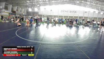 149 lbs Cons. Round 2 - Kayden Hansen, Brighton Wrestling Club vs Bentley Boren, Utah