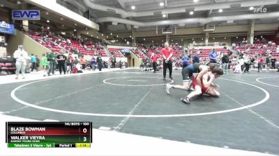 100 lbs Semifinal - Blaze Bowman, Columbus vs Walker Vieyra, Kansas Young Guns