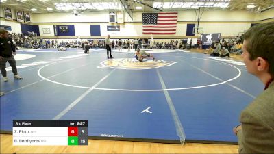 157 lbs 3rd Place - Zach Rioux, Worcester Polytechnic vs Boburjon Berdiyorov, New England College