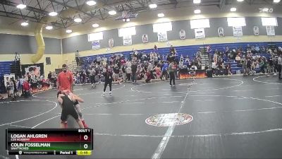 75 lbs Quarterfinal - Logan Ahlgren, C2X Academy vs Colin Fosselman, Unattached