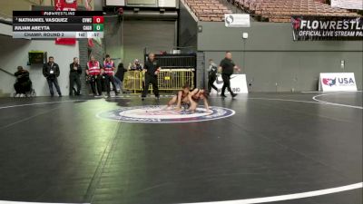 Intermediate Boys - 56 lbs Champ. Round 2 - Nathaniel Vasquez, Coachella Valley Wrestling Club vs Julian Abeyta, California Grapplers